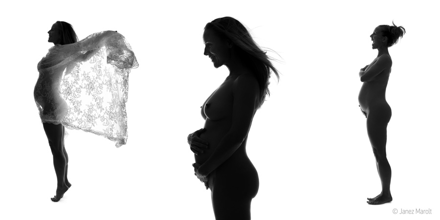 Fotografije nosečnice na belem ozadju - foto: Janez Marolt